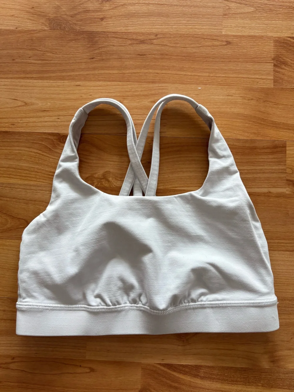 lululemon athletica white and light gray strappy sports bra XS